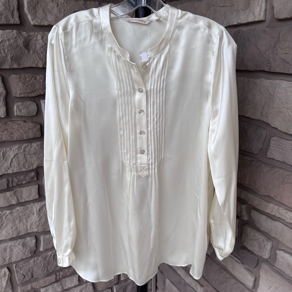 NWT Soft Surroundings Purace Silk Button Detail Blouse